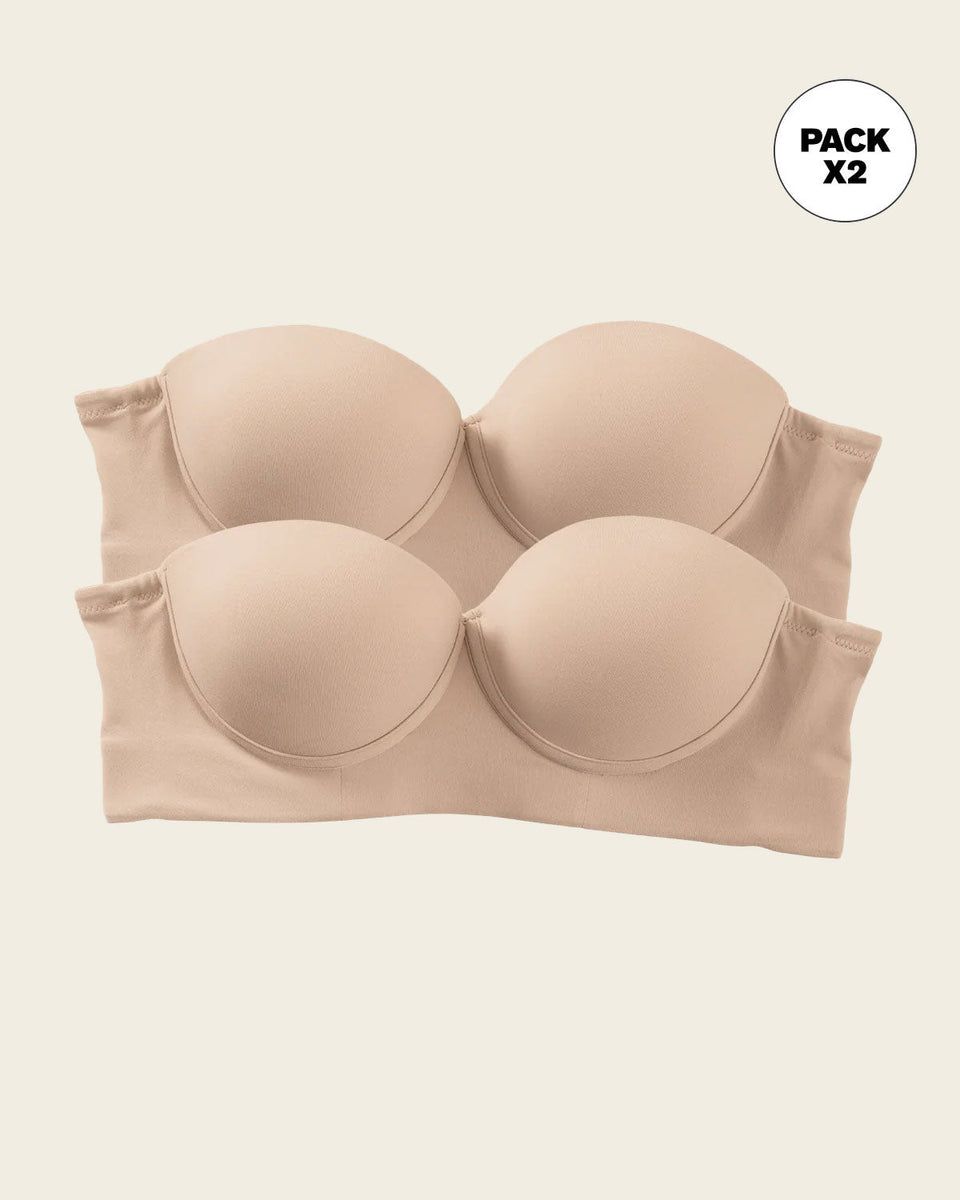 Paquete x 2 sujetadores sin tirantes Bustier 360° de perfección