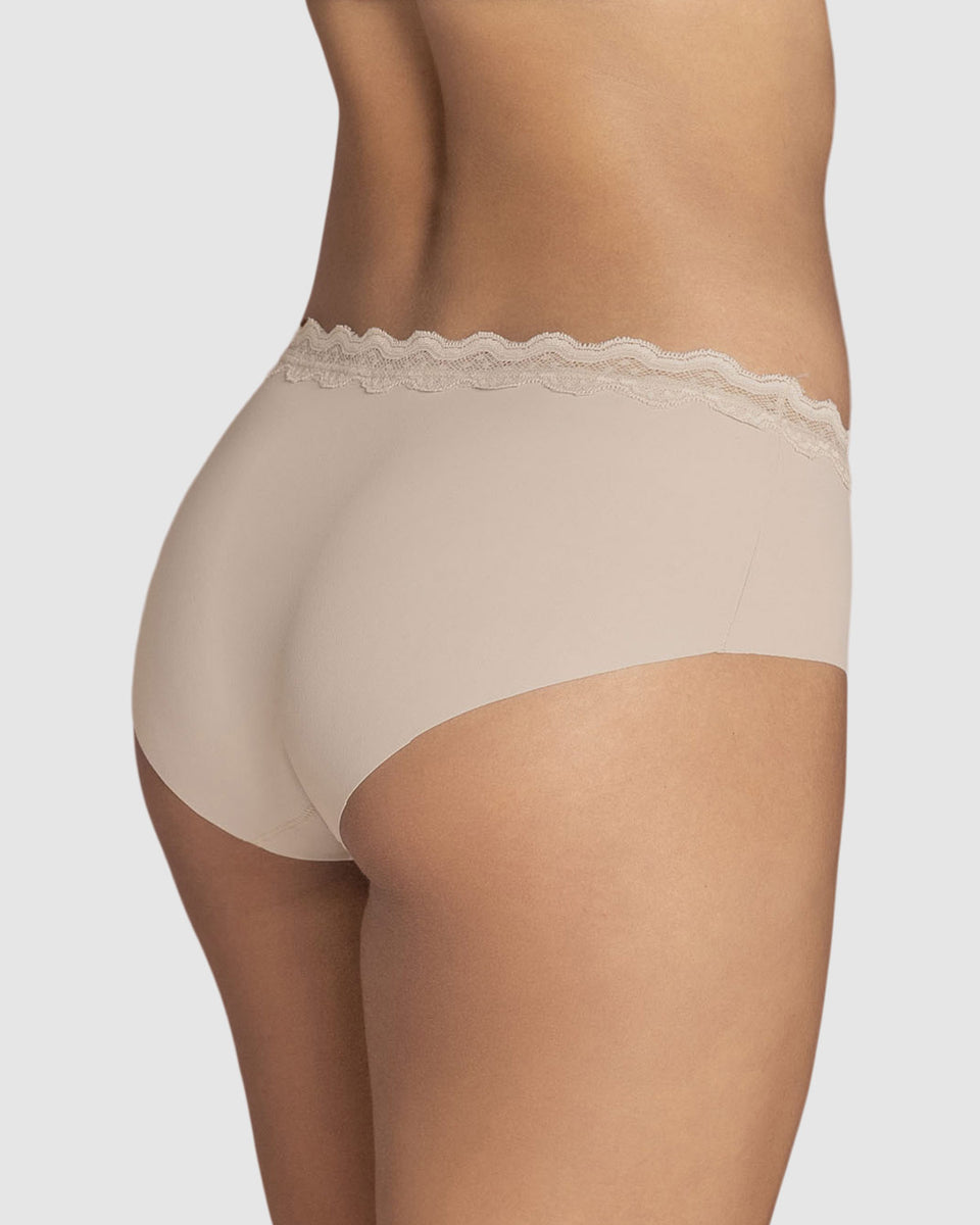 Braga hípster con encaje en cintura tiro medio