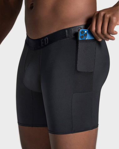 Paquete x 5 bóxers deportivos largos con bolsillo lateral en microfibra#color_700-negro