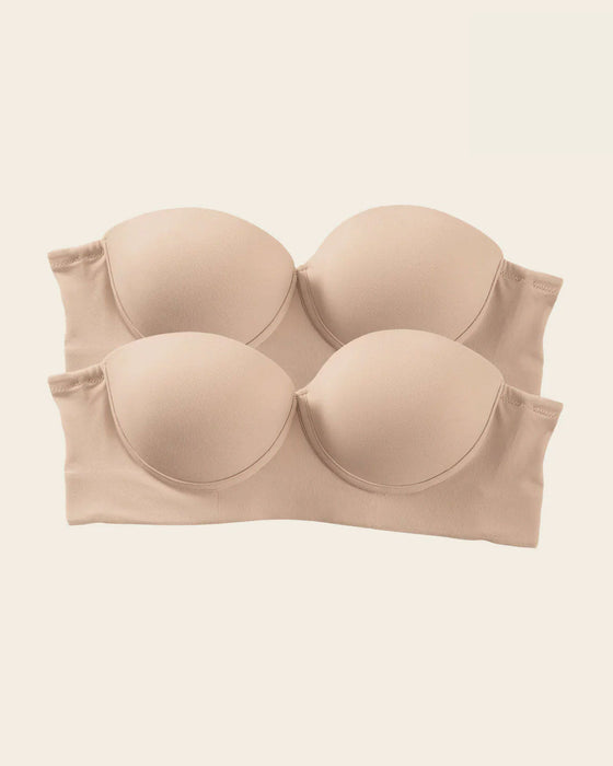 Paquete x 2 sujetadores sin tirantes Bustier 360° de perfección#color_802-habano-claro
