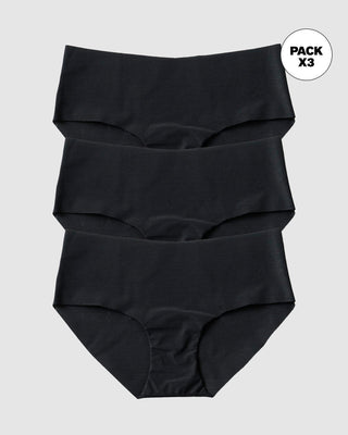 Paquete x 3 bragas hípster invisibles ultraplanos sin elásticos y de pocas costuras#color_785-negro