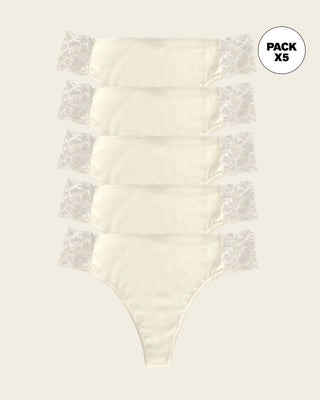 Paquete x 5 tangas invisibles con toques de encaje en laterales#color_253-marfil
