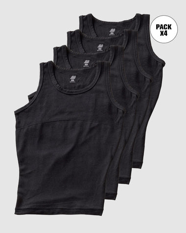 Paquete x 4 camisetas con compresión moderada en abdomen y zona lumbar en algodón elástico#color_700-negro