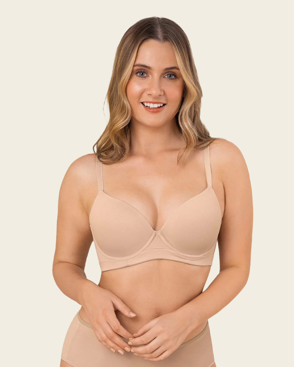Sujetador triangular de push up medio y espalda ancha