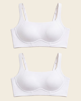 Paquete x 2 sujetadores sin aro ultracómodos de alto soporte y cubrimiento Everyday Bra#color_000-blanco