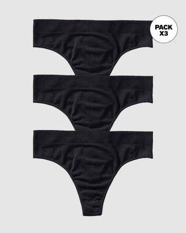 Paquete x 3 tangas tiro alto en tecnología Seamless de tacto ultrasuave#color_700-negro