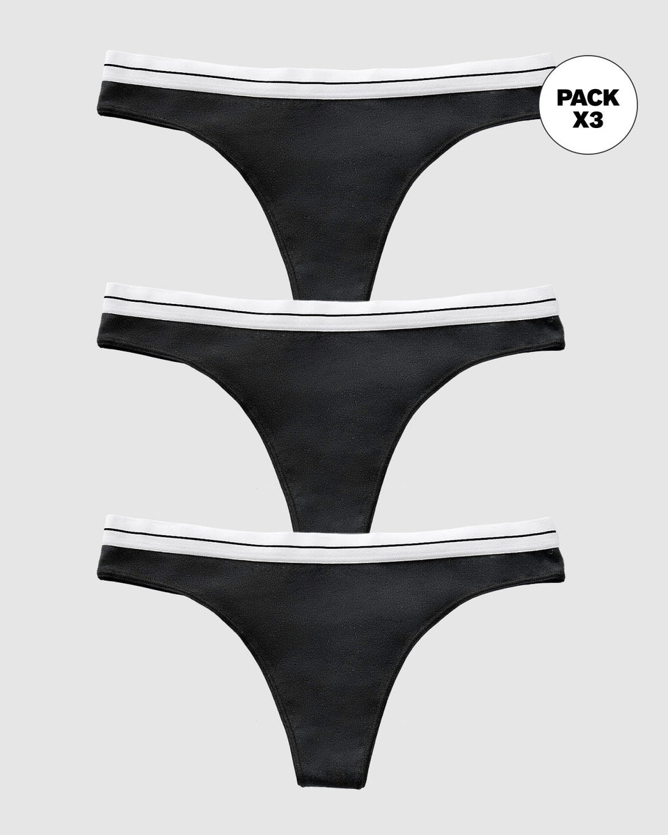 Paquete x 3 tangas en algodón con elástico suave en cintura